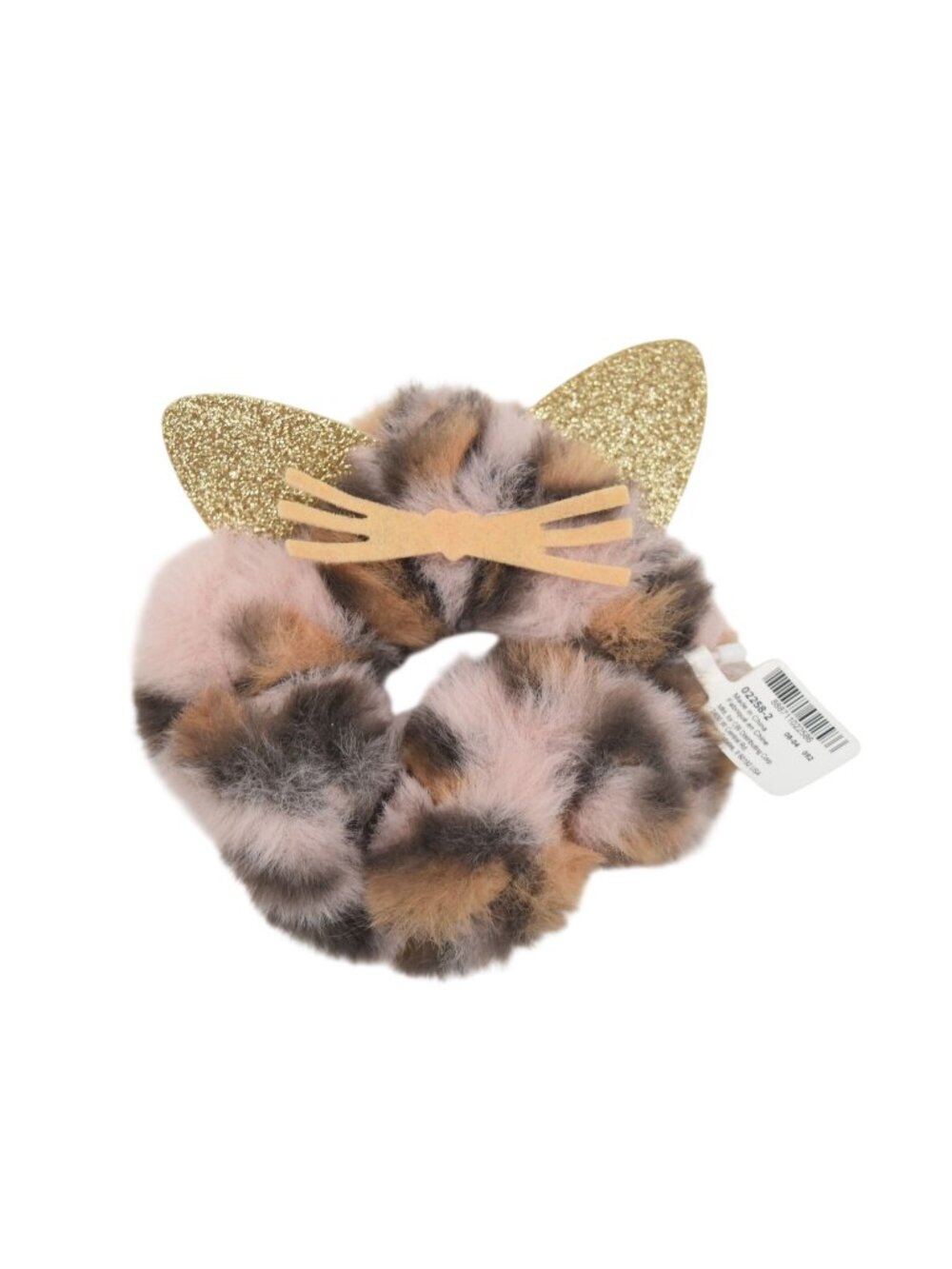 Claire's Faux Fur Cat Ear Scrunchie Glitter Gold Multicolor Hair Tie NEW